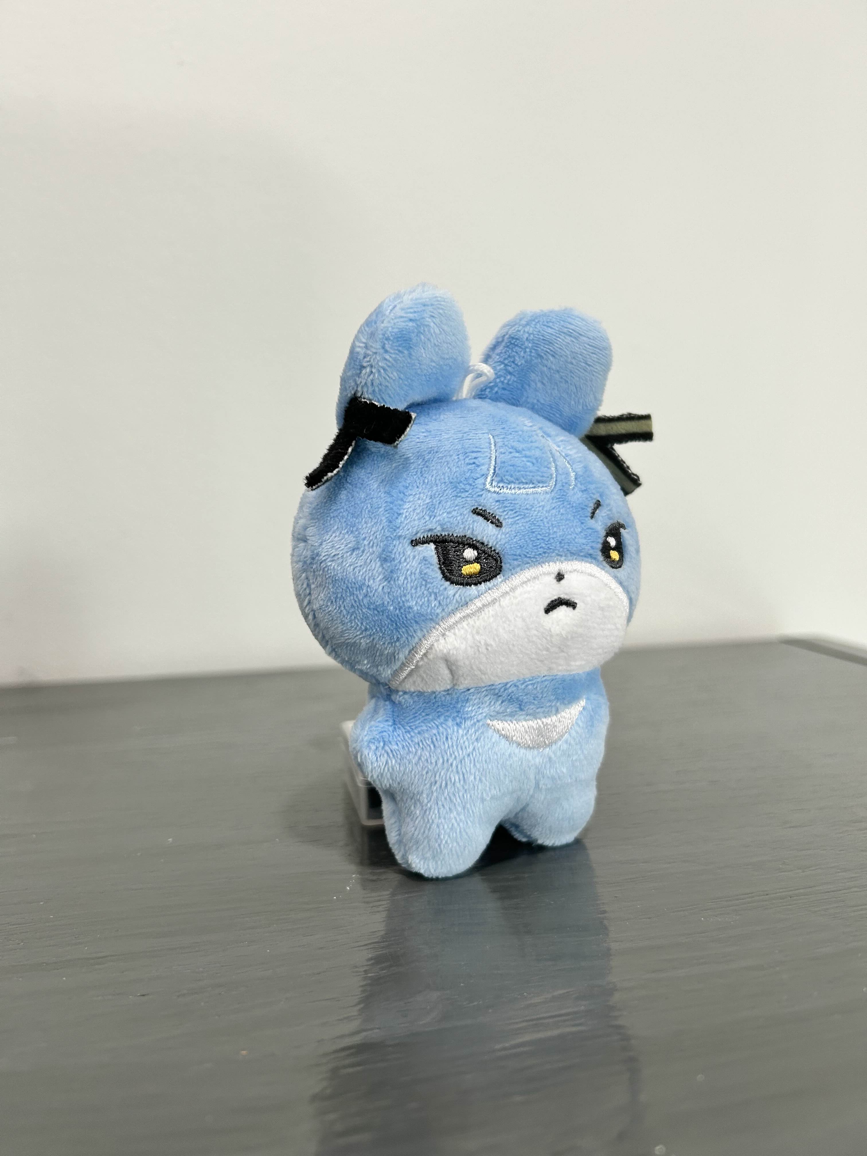 Blue bunny in 3/4 view